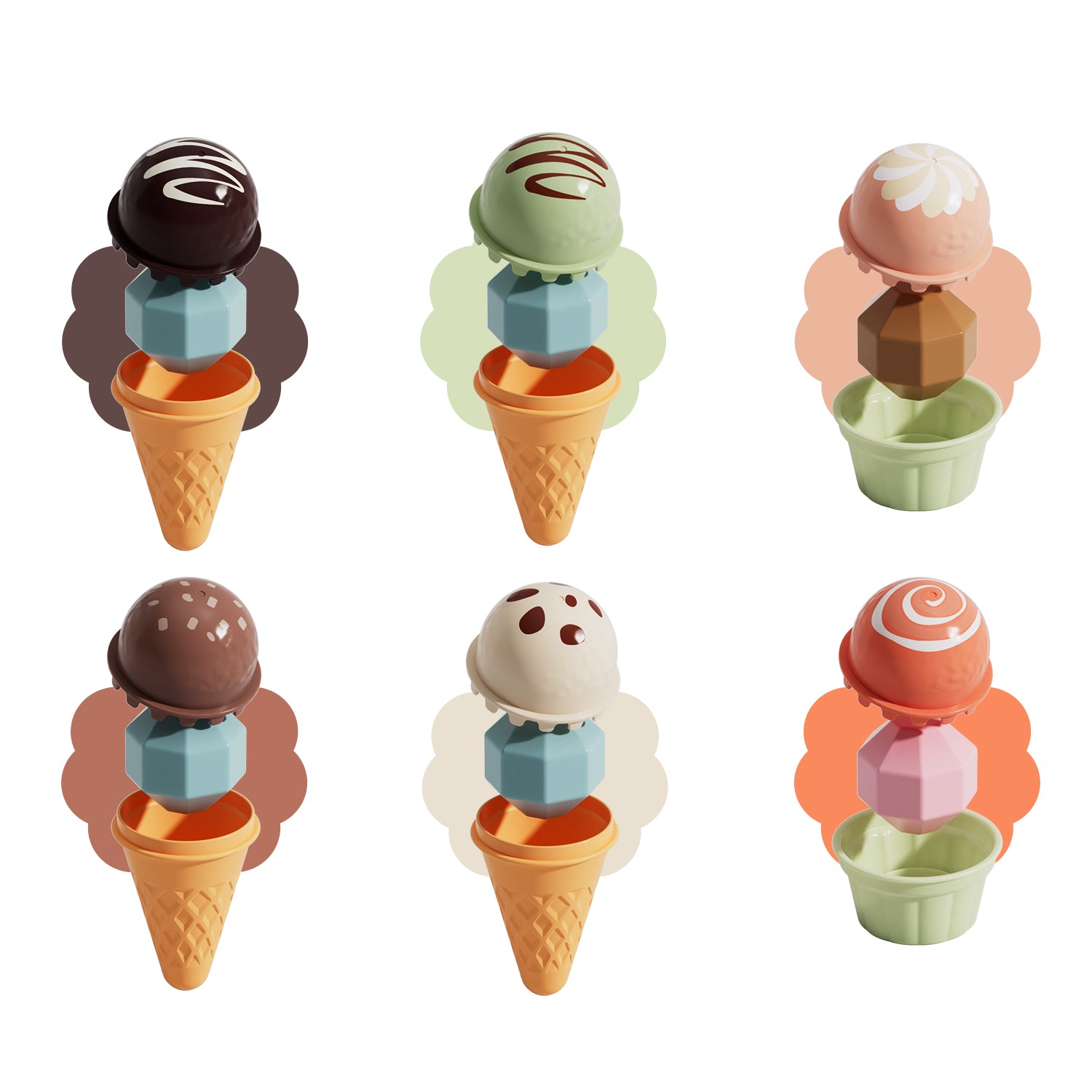 Unterschiedliche Toppings und ein Eisportionierer regen die Fantasie an und laden Kinder zu immer neuen eigenen Eis-Kreationen ein.