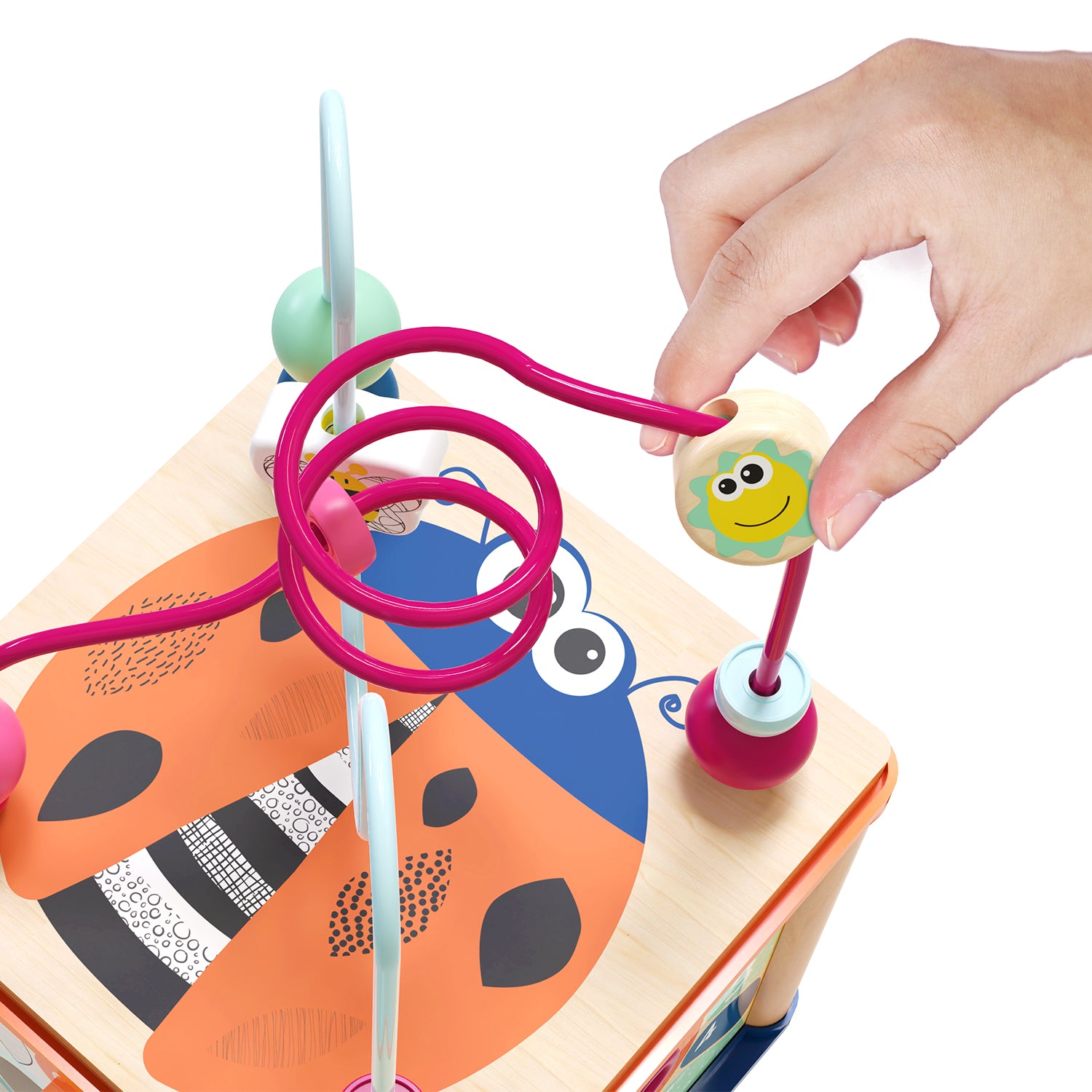 The activity cube has what it takes to become a favourite toy - with colour and shape sorters, cute little sliding animals, cogwheels to turn and a fun learning clock.
