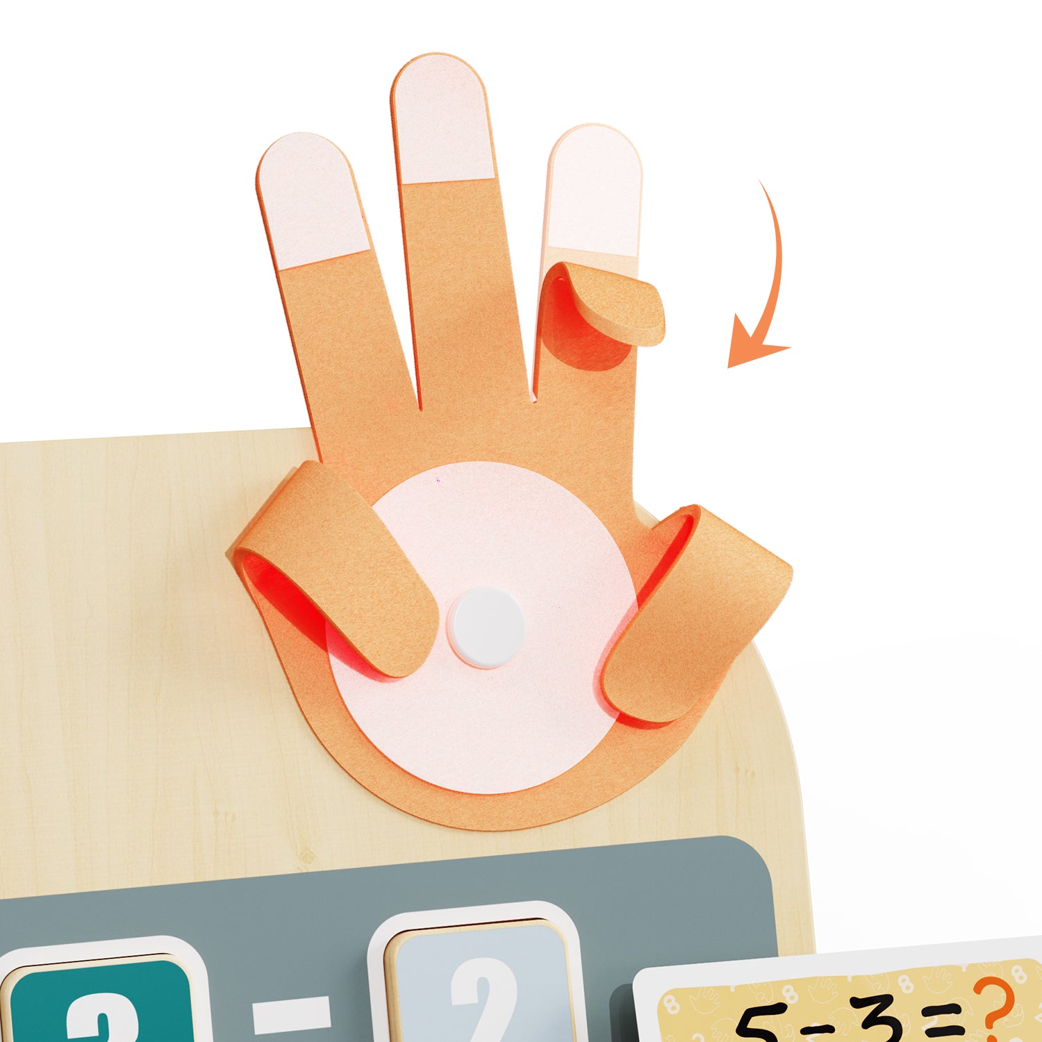 Kids attach the fingers in the middle of the hands with Velcro when practising counting.