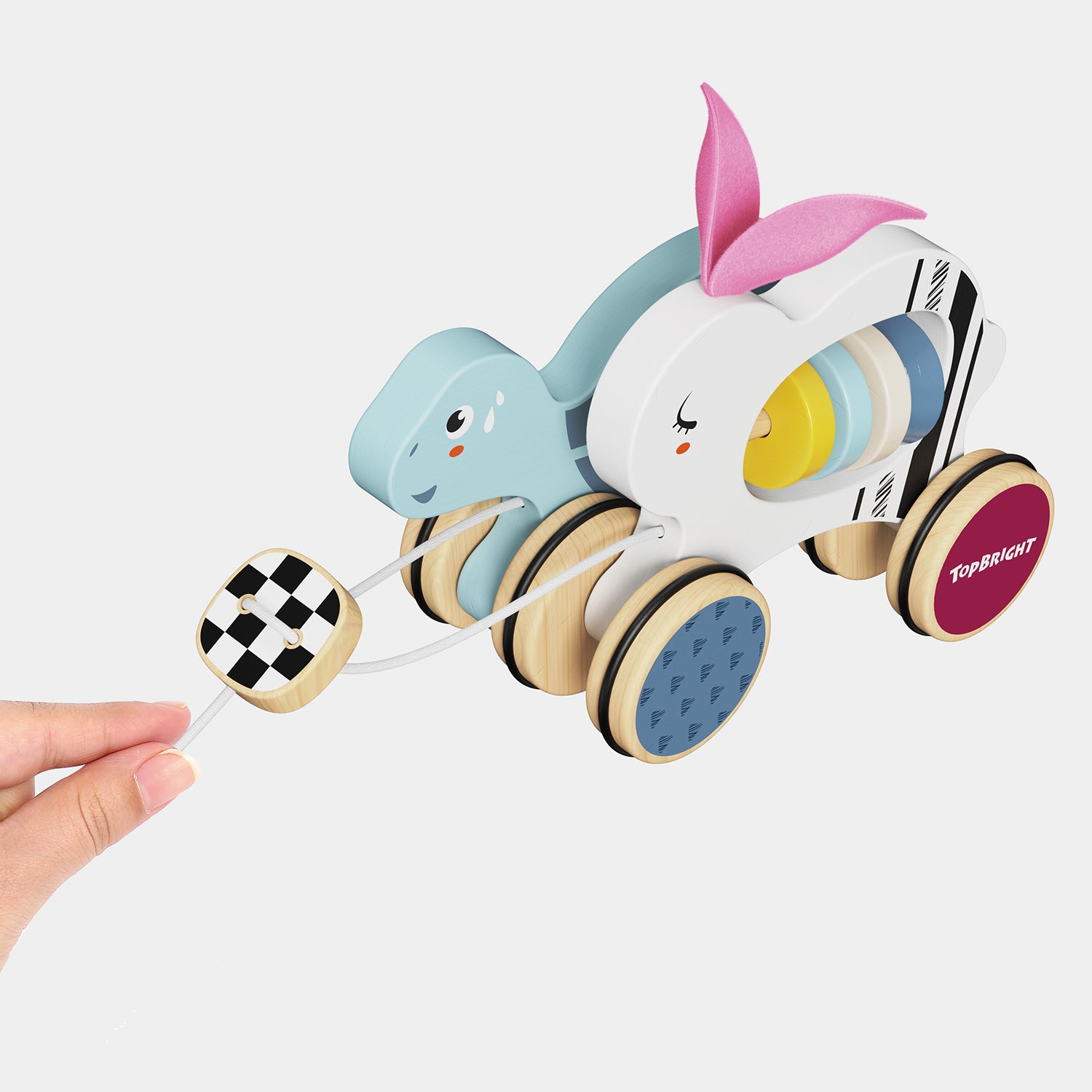 Cute pull-along toy: Who will win the race, the hare or the tortoise? The innovative pull-along toy “The Hare and the Tortoise